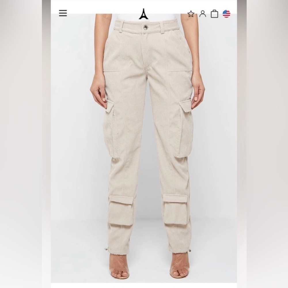 Maniere De Voir - Corduroy Cargo Pants - Beige